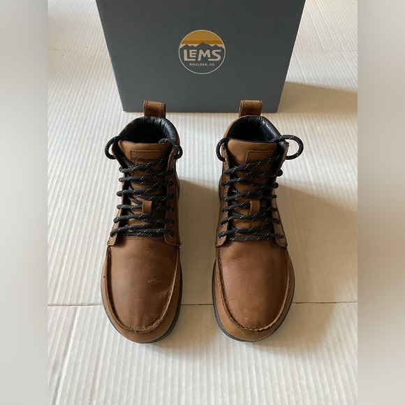 Lems Waterproof Leather Boulder Boot Weathered Unisex Umber Size 9 - Picture 2 of 16